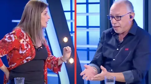 Savka Pollak frente a Mauricio Israel en el set de Sígueme y Te Sigo.