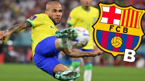 Dani Alves entrenó con el equipo B de Barcelona.