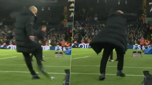 Pep Guardiola se descargó con la botella y terminó pegándole a una persona