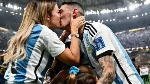 Di María y su esposa tras la final de la Copa del Mundo