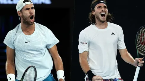 Karen Khachanov y Stefanos Tsitsipas chocan por las semis del Australian Open.