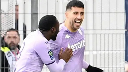 Maripán celebra el gol que convirtió con el Mónaco este domingo