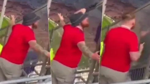 Al hincha del United le robaron su gorro en el Camp Nou.