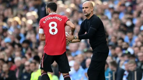 Pep Guardiola en duelo frente al Manchester United