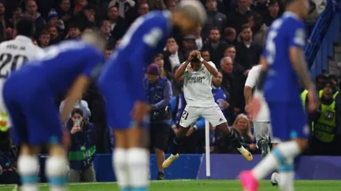 Rodrygo celebra uno de sus goles ante el Chelsea