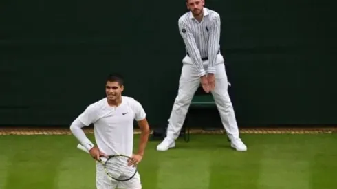 Alcaraz inconforme luego de un cobro de un juez de linea