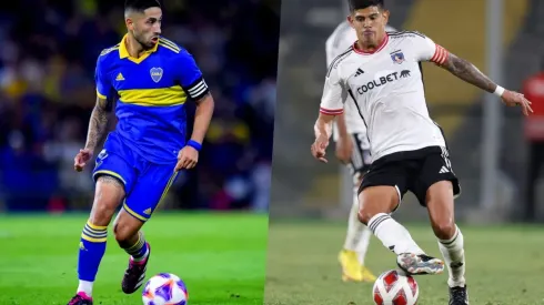 Alan Varela, capitán de Boca Juniors ante Racing, y Esteban Pavez, quien porta la jineta en Colo Colo. Los albos reciben a los Xeneizes este miércoles por Copa Libertadores.