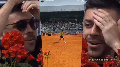 El popular DjMaRiiO vio en primera fila el Alcaraz vs Zverev por octavos del Madrid Open y se llevó un fuerte pelotazo en el rostro como recuerdo.