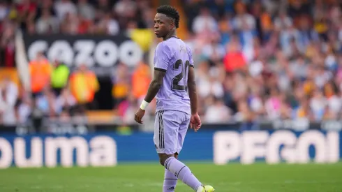 La hinchada del Valencia le gritó "Mono" a Vinicius durante el partido y el brasileño explotó ante la pasividad del árbitro. Ahora será parte de una campaña contra el racismo. Foto: Getty Images.