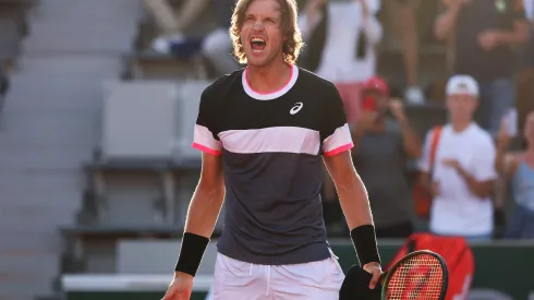 PARIS, FRANCE – JUNE 01: Nicolas Jarry of Chile celebrates winning match point against Tommy Paul of United States during the Men's Singles Second Round match on Day Five of the 2023 French Open at Roland Garros on June 01, 2023 in Paris, France. (Photo by Julian Finney/Getty Images)
