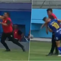 Momento de furia: DT de Aucas agrede a golpes a dos jugadores rivales
