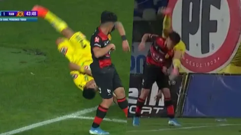 Mauricio Iturra de Rangers y Sebastián Molina de la U. de Concepción protagonizaron un rudo encontrón.