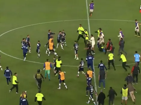 Hasta con patada voladora: batalla campal en Sudamericana