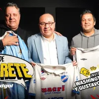Washington Castro y Gustavo Biscayzacú junto a Florete en El Late de Florete