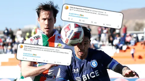 Francisco Alarcón y Fernando Zampedri pelean una pelota, todo mientras el CM de Cobresal tuiteaba el minuto a minuto del partido ante la UC.