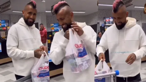 Arturo Vidal se robó la atención en el Supermercado Rede Condor de Curitiba.