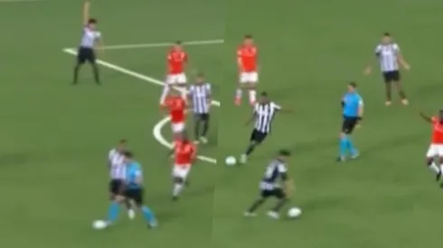 El árbitro se las dio de jugador mientras habían dos pelotas en la cancha.