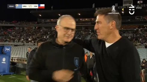 El frío reencuentro entre Marcelo Bielsa y Eduardo Berizzo.