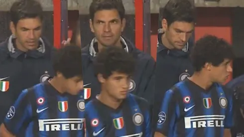 Pellegrino le dio las últimas instrucciones a Philipe Coutinho antes de hacer su debut en la Champions League, en 2010.