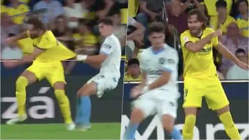 Ben Brereton Díaz terminó muy molesto con su rival.