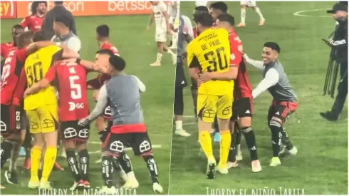 Así festejó Jordhy Thompson el triunfo de Colo Colo.