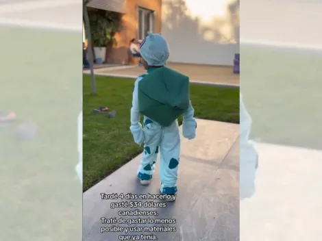 Mujer se vuelve viral tras fabricarle increíble disfraz de pókemon a su hijo en Halloween