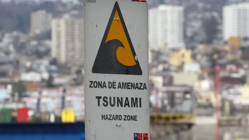 Letreros de zona de amenaza de tsuanami.