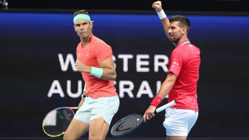 PERTH, AUSTRALIA – JANUARY 02: Novak Djokovic of Team Serbia fires up the crowd after winning a point in the Men's singles match against  Jiří Lehečka of the Czech Republic during day five of the 2024 United Cup at RAC Arena on January 02, 2024 in Perth, Australia. (Photo by Will Russell/Getty Images)