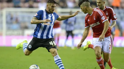Andy Delort cuando jugaba en el Wigan, en Inglaterra.