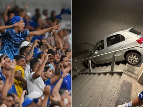 Hincha del Cruzeiro deja el auto en medio de las escaleras