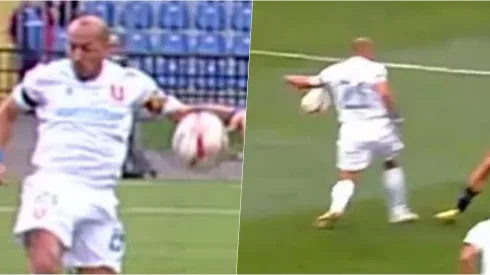 Rafa Olarra afirmó que esta mano del Chelo Díaz no fue penal.