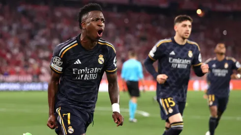 Vinicius celebra el tanto de Real Madrid.