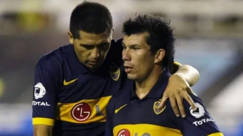 Gary junto a Riquelme en Boca. Este año pueden juntarse nuevamente