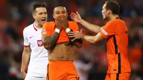 Memphis Depay en el último enfrentamiento de Países Bajos y Polonia.