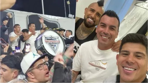 Esteban Paredes festejó el triunfo de Colo Colo en el clásico desde la tribuna al camarín.