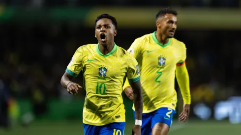 Rodrygo festeja su gol para Brasil en el partido ante Ecuador, en la fecha 7 de las Eliminatorias Sudamericanas 2026.