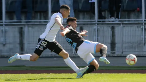Lucas Cepeda y Rodrigo González en Magallanes vs Colo Colo, en la ida de la final regional de la Copa Chile 2024.