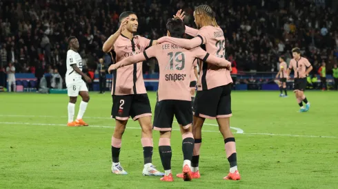 Los jugadores de PSG festejan uno de los goles contra Stade Rennais, en la Ligue 1.