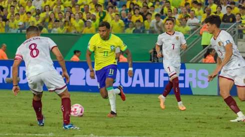 Rodrygo en el partido entre Brasil y Venezuela, en la fecha 2 de las Eliminatorias Sudamericanas 2026.