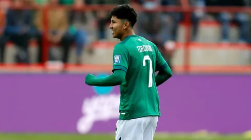 Miguel Terceros celebra su tanto contra Venezuela, en las Eliminatorias Sudamericanas 2026.