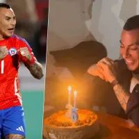 Con la torta: Eduardo Vargas celebró su cumpleaños con su familia tras la victoria de la Roja