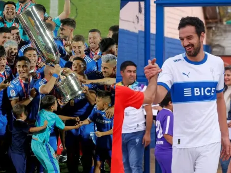 Tomás Vodanovic felicita a jugador de la U por ganar la Copa Chile