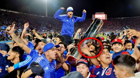 Poblete dio la vuelta olímpico repleto de hinchas a su alrededor.