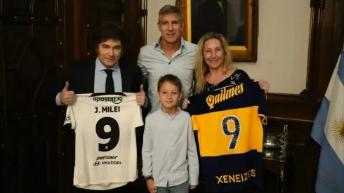 Javier Milei y Martín Palermo en la Casa Rosada