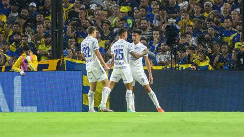 Salomón Rodríguez celebrando con Godoy Cruz.