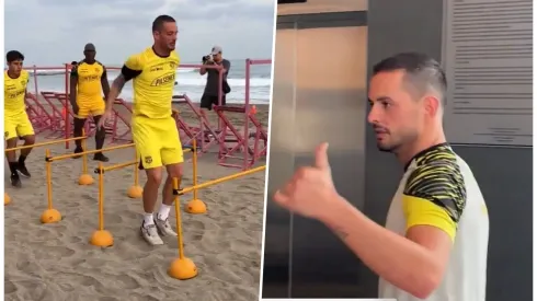 Octavio Rivero en la pretemporada de Barcelona en Manta, Ecuador.