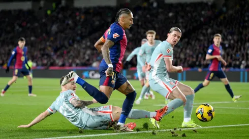 Raphinha en el último juego de Barcelona contra Atlético de Madrid en la liga española.