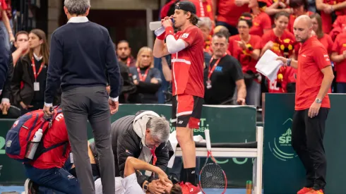 Zizou Bergs tras el golpe que le dio a Cristian Garin.