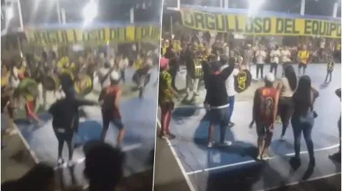 El momento del ataque a la barra del Atlético Bucaramanga.