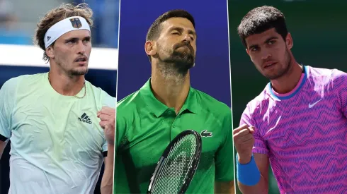 Alexander Zverev, Novak Djokovic y Carlos Alcaraz
